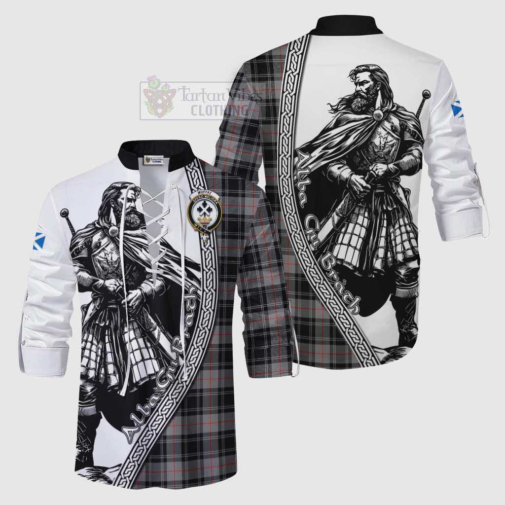 Tartan Vibes Clothing Moffat Tartan Clan Crest Ghillie Kilt Shirt with Highlander Warrior Celtic Style