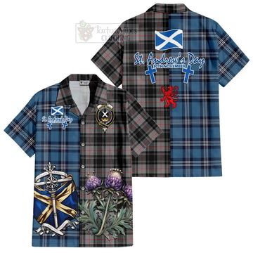 Moffat Tartan Short Sleeve Button Shirt Happy St. Andrew's Day Half Tartan Style