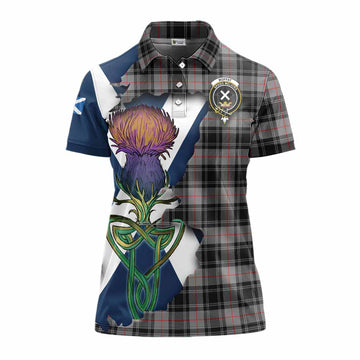 Moffat Tartan Family Crest Women's Polo Shirt Scottish Thistle Celtic Inspired Women - Tartan Vibes Clothing