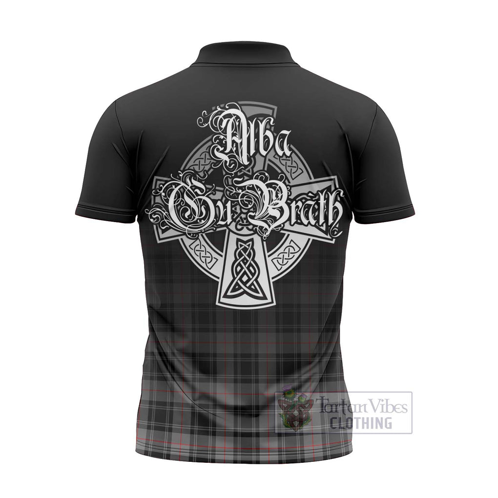 Tartan Vibes Clothing Moffat Tartan Zipper Polo Shirt Featuring Alba Gu Brath Family Crest Celtic Inspired