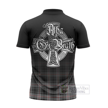 Moffat Tartan Zipper Polo Shirt Featuring Alba Gu Brath Family Crest Celtic Inspired