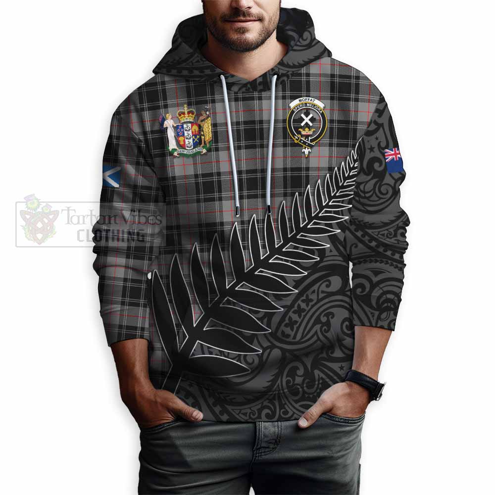 Tartan Vibes Clothing Moffat Crest Tartan Hoodie with New Zealand Silver Fern Half Style