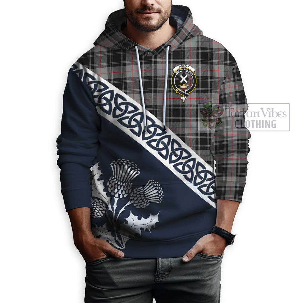 Tartan Vibes Clothing Moffat Tartan Hoodie Featuring Thistle and Scotland Map