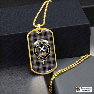 Moffat Tartan Dog Tag Necklace with Family Crest