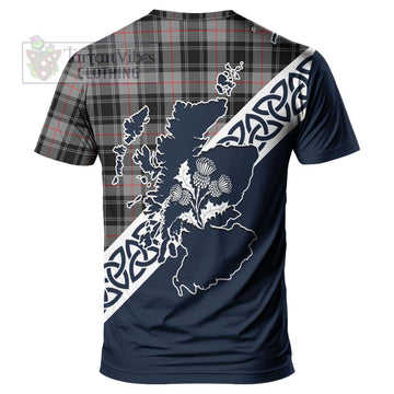 Moffat Tartan T-Shirt Featuring Thistle and Scotland Map