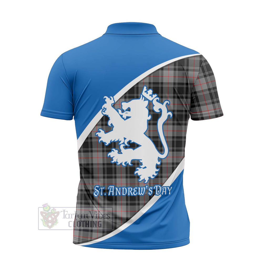 Tartan Vibes Clothing Moffat Family Crest Tartan Zipper Polo Shirt Celebrate Saint Andrew's Day in Style