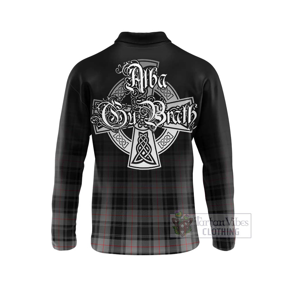 Tartan Vibes Clothing Moffat Tartan Long Sleeve Polo Shirt Featuring Alba Gu Brath Family Crest Celtic Inspired