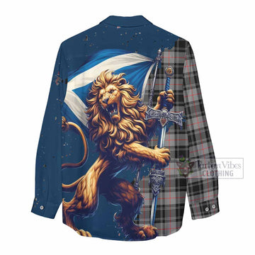 Moffat Tartan Family Crest Women's Casual Shirt with Scottish Majestic Lion