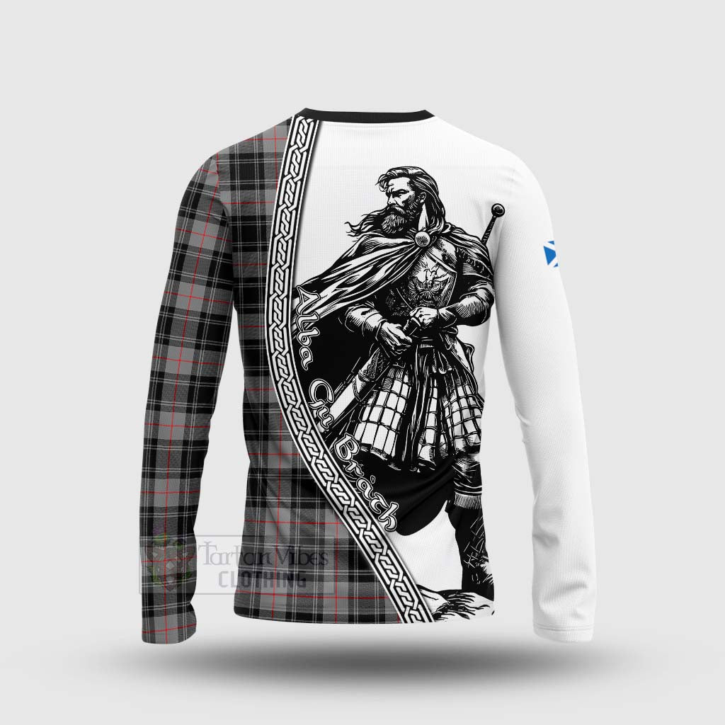 Tartan Vibes Clothing Moffat Tartan Clan Crest Long Sleeve T-Shirt with Highlander Warrior Celtic Style