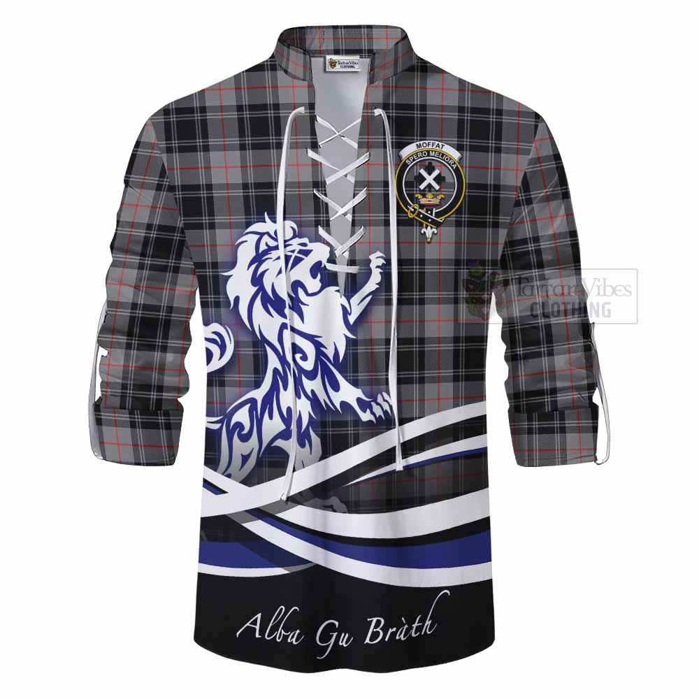 Tartan Vibes Clothing Moffat Tartan Ghillie Kilt Shirt with Alba Gu Brath Regal Lion Emblem