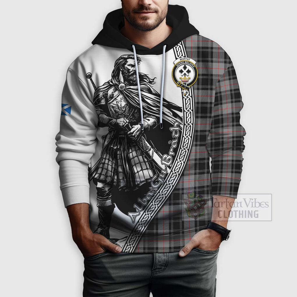 Tartan Vibes Clothing Moffat Tartan Clan Crest Hoodie with Highlander Warrior Celtic Style