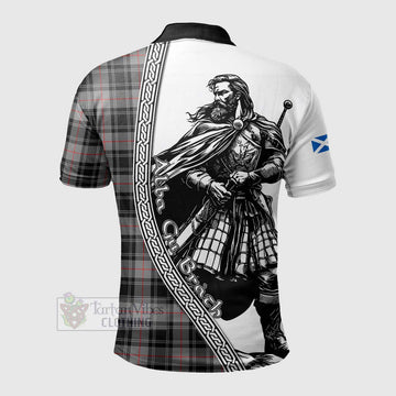 Moffat Tartan Clan Crest Polo Shirt with Highlander Warrior Celtic Style