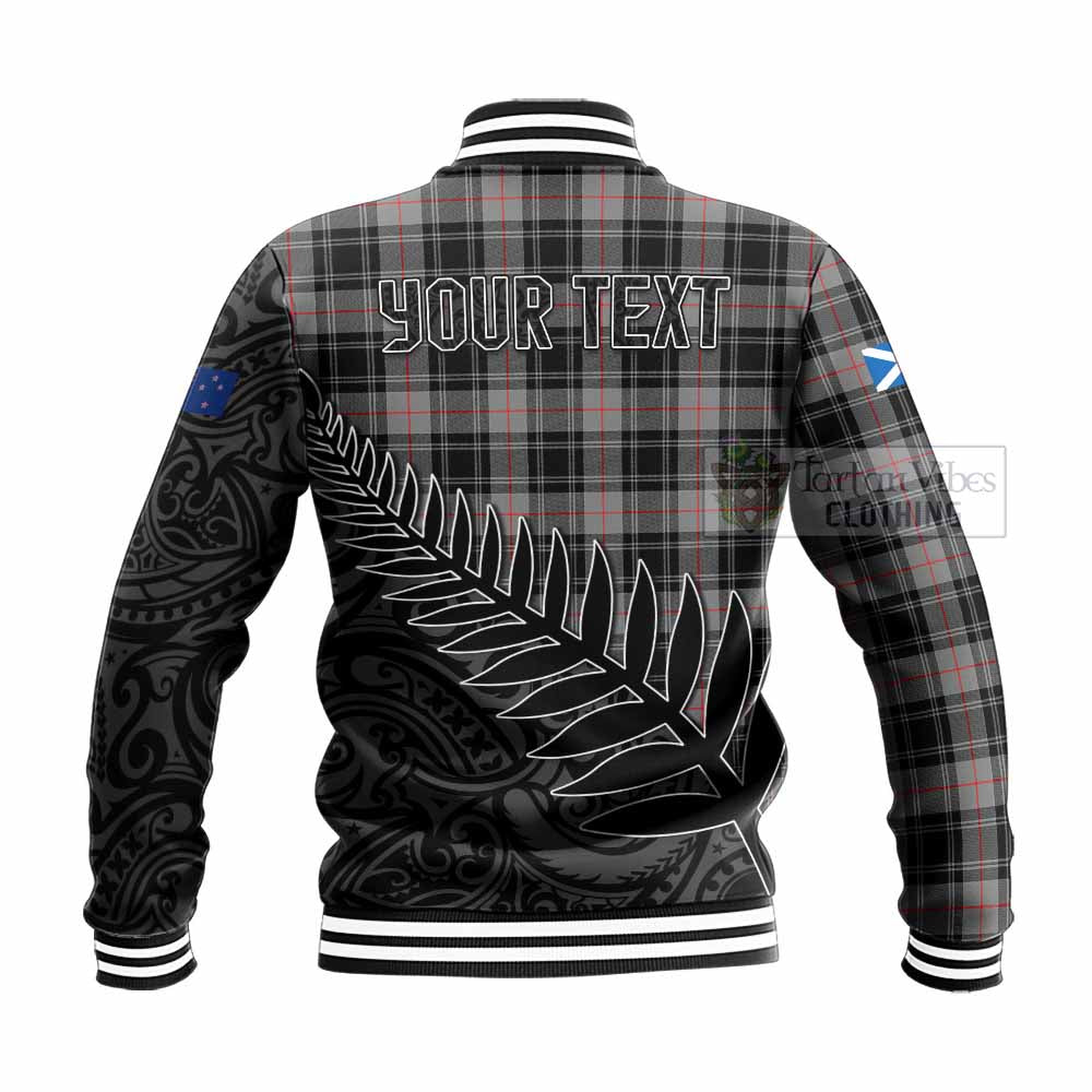 Tartan Vibes Clothing Moffat Crest Tartan Baseball Jacket with New Zealand Silver Fern Half Style