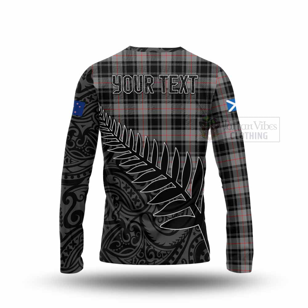 Tartan Vibes Clothing Moffat Crest Tartan Long Sleeve T-Shirt with New Zealand Silver Fern Half Style