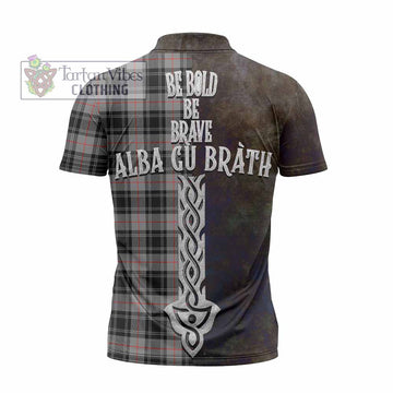 Moffat Tartan Family Crest Zipper Polo Shirt Alba Gu Brath Be Brave Lion Ancient Style - Tartan Vibes Clothing