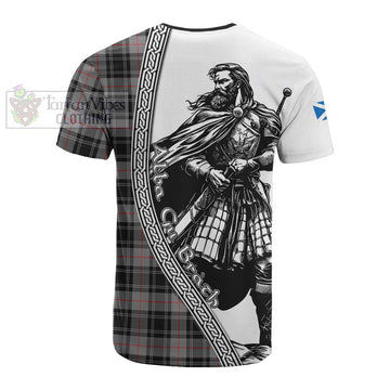 Moffat Tartan Clan Crest Cotton T-shirt with Highlander Warrior Celtic Style