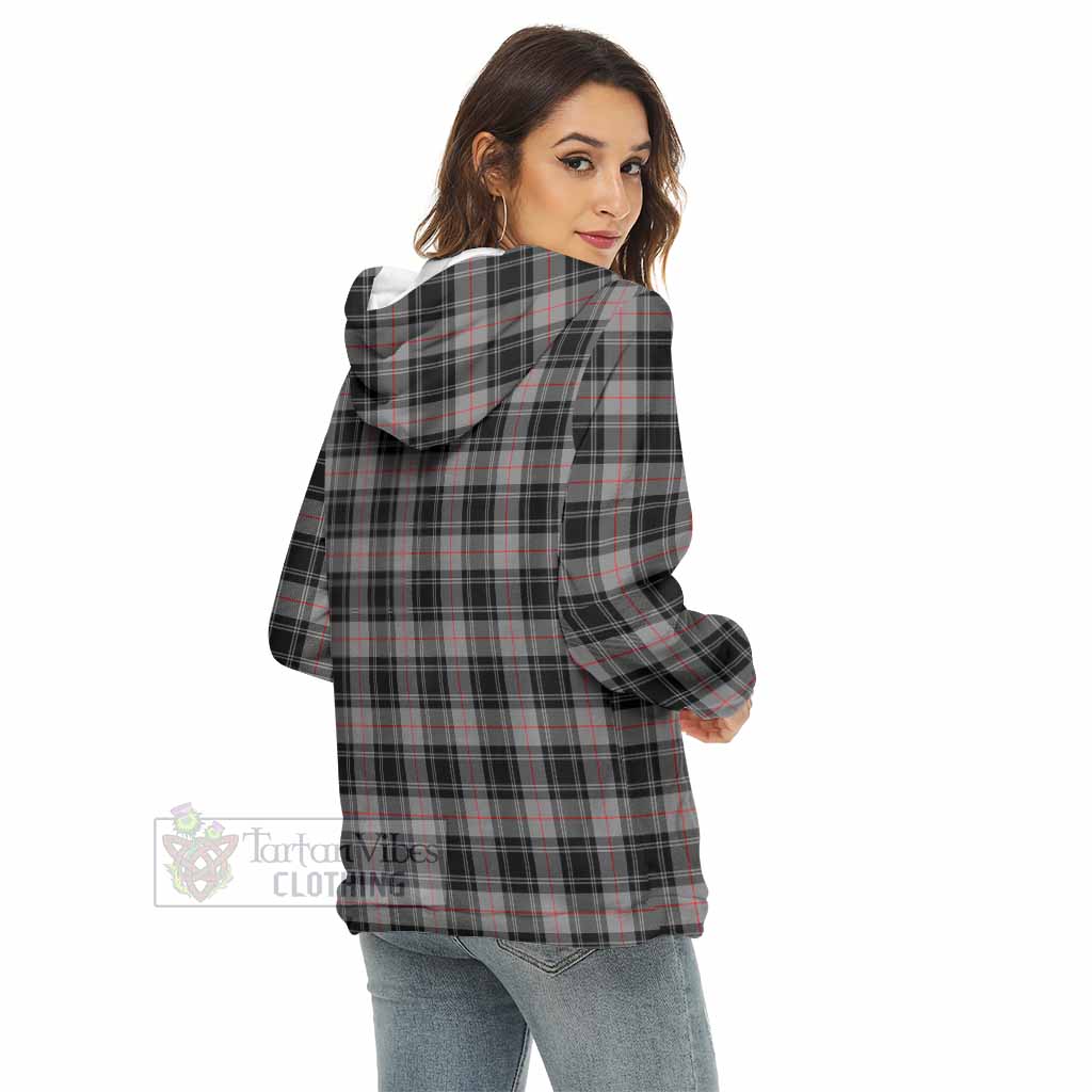 Tartan Vibes Clothing Moffat Tartan Women's Borg  Half Zip Fleece Hoodie