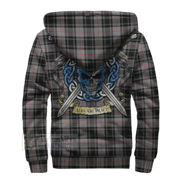 Moffat Tartan Sherpa Hoodie with Family Crest Celtic Skull Style