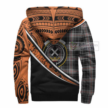 Moffat Crest Tartan Sherpa Hoodie with Polynesian Vibes Style - Orange Version