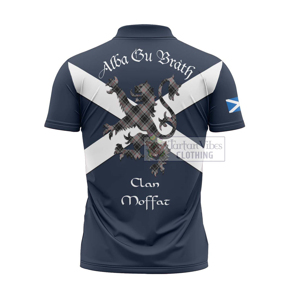 Tartan Vibes Clothing Moffat Tartan Lion Rampant Zipper Polo Shirt – Proudly Display Your Heritage with Alba Gu Brath and Clan Name