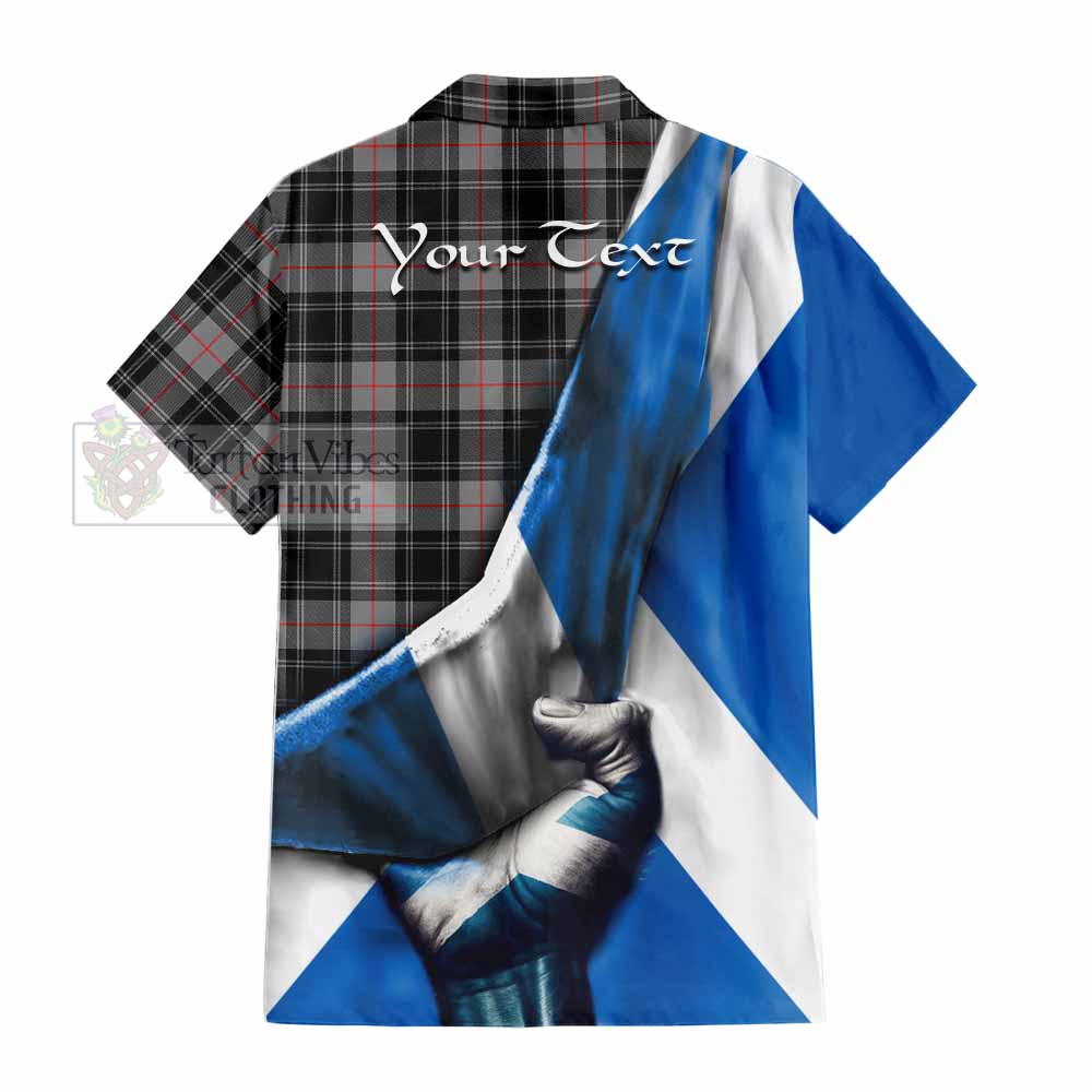 Tartan Vibes Clothing Moffat Tartan Short Sleeve Button Shirt with Family Crest Scotland Patriotic Style