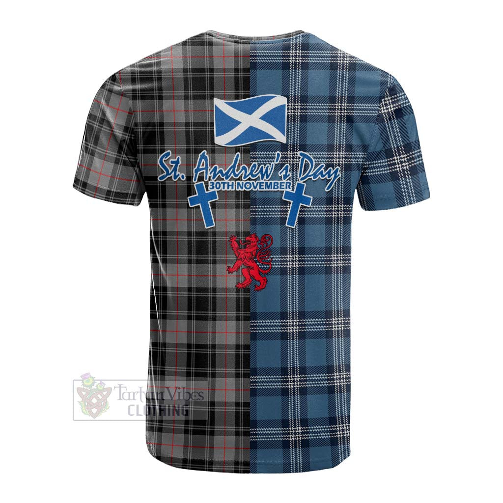 Tartan Vibes Clothing Moffat Tartan Cotton T-shirt Happy St. Andrew's Day Half Tartan Style