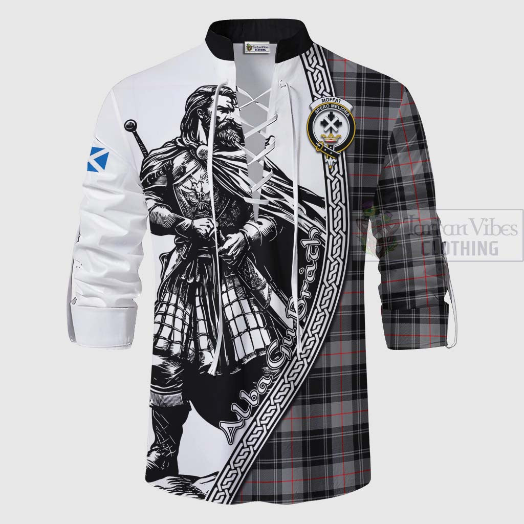 Tartan Vibes Clothing Moffat Tartan Clan Crest Ghillie Kilt Shirt with Highlander Warrior Celtic Style