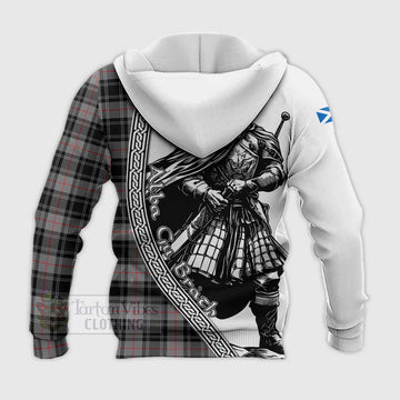 Moffat Tartan Clan Crest Knitted Hoodie with Highlander Warrior Celtic Style