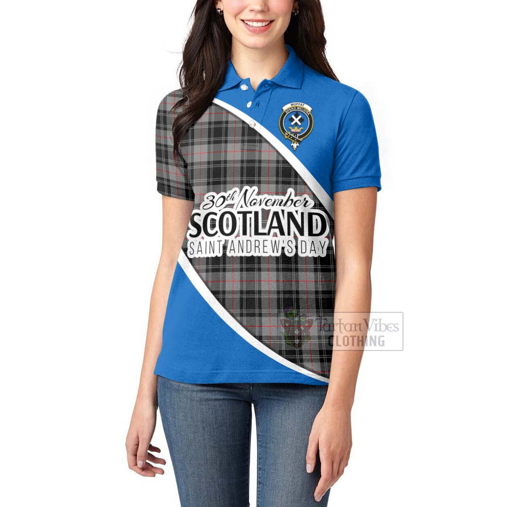 Tartan Vibes Clothing Moffat Family Crest Tartan Women's Polo Shirt Celebrate Saint Andrew's Day in Style