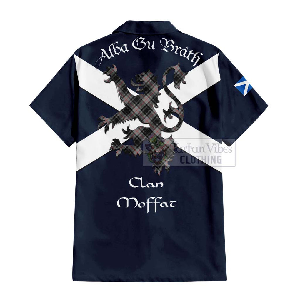 Tartan Vibes Clothing Moffat Tartan Lion Rampant Short Sleeve Button Shirt – Proudly Display Your Heritage with Alba Gu Brath and Clan Name