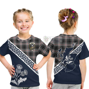 Moffat Tartan Kid T-Shirt Featuring Thistle and Scotland Map