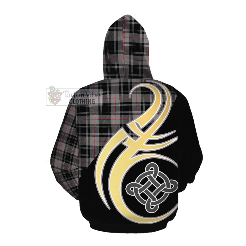 Tartan Vibes Clothing Moffat Tartan Cotton Hoodie with Family Crest and Celtic Symbol Style