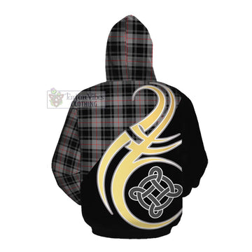 Moffat Tartan Cotton Hoodie with Family Crest and Celtic Symbol Style