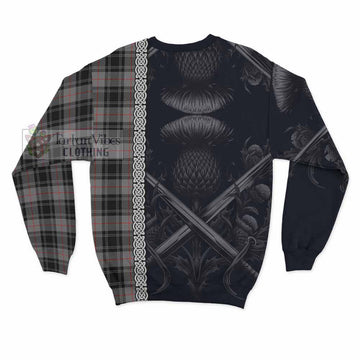 Moffat Tartan Sweatshirt with Family Crest Cross Sword Thistle Celtic Vibes