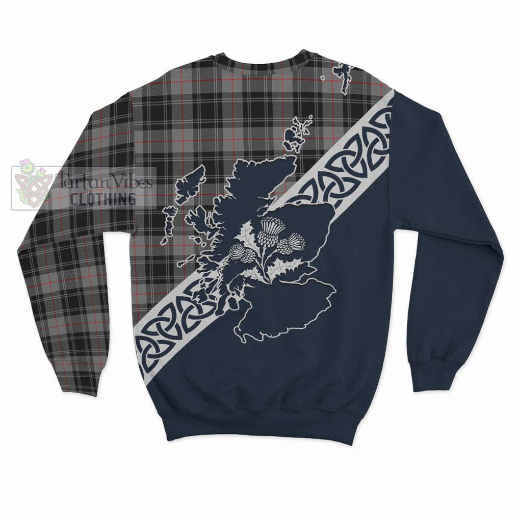 Tartan Vibes Clothing Moffat Tartan Sweatshirt Featuring Thistle and Scotland Map