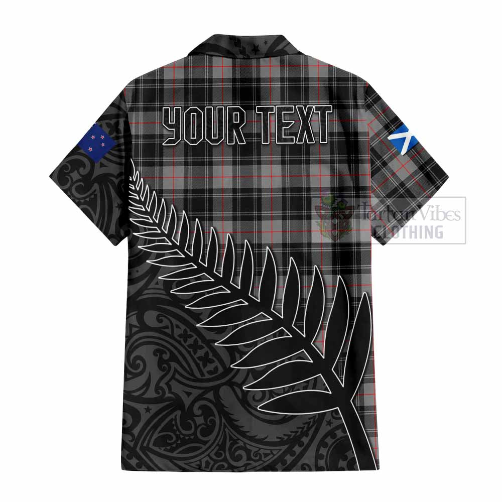 Tartan Vibes Clothing Moffat Crest Tartan Short Sleeve Button Shirt with New Zealand Silver Fern Half Style