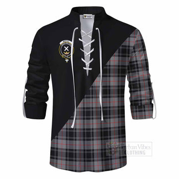 Moffat Tartan Ghillie Kilt Shirt with Family Crest and Military Logo Style