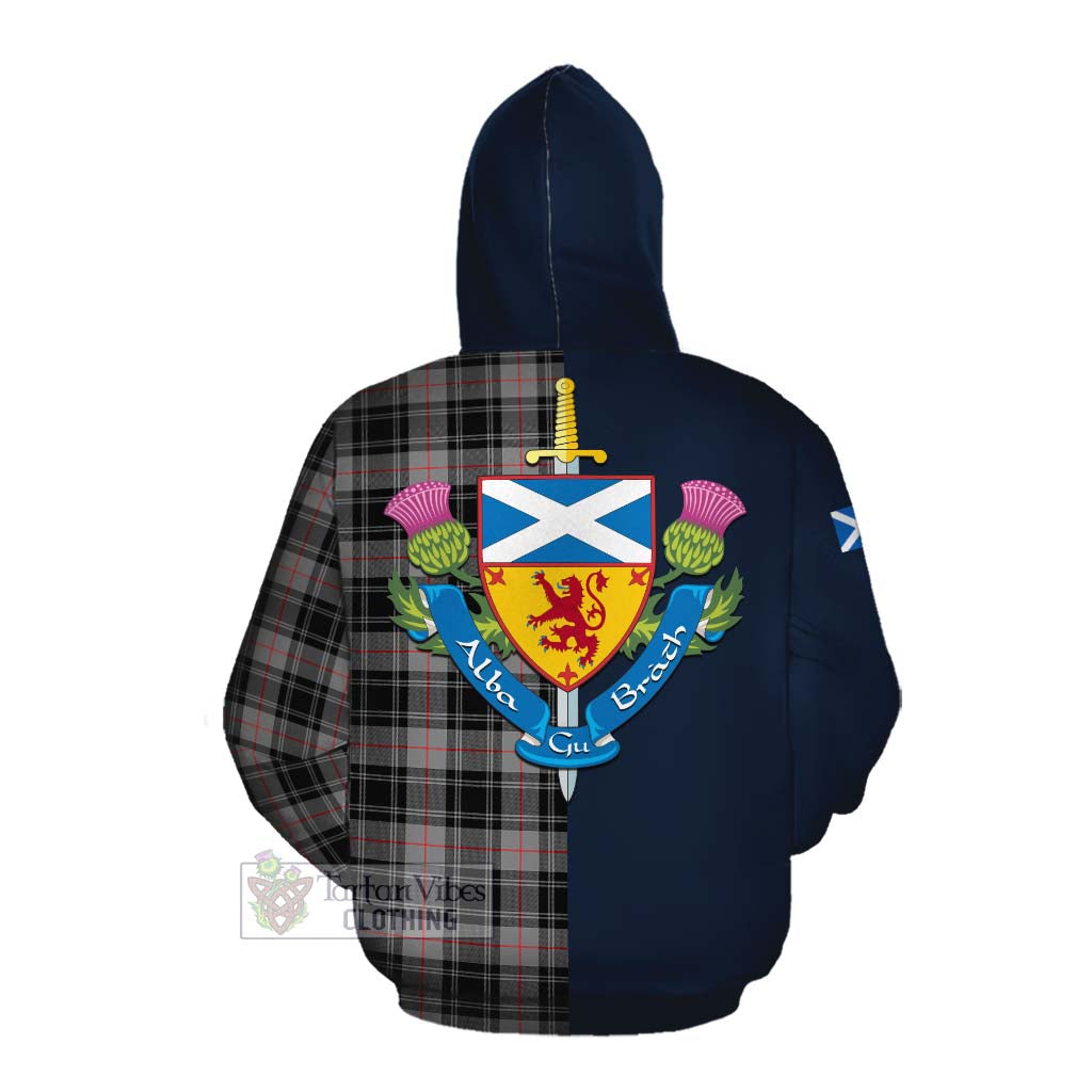 Tartan Vibes Clothing Moffat Tartan Cotton Hoodie Alba with Scottish Lion Royal Arm Half Style