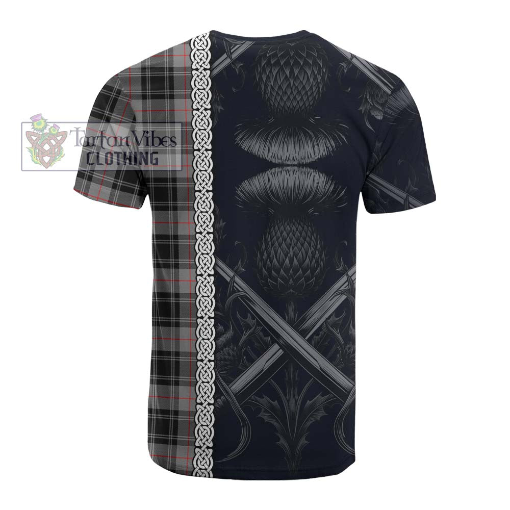 Moffat Tartan Cotton T-shirt with Family Crest Cross Sword Thistle Celtic Vibes - Tartan Vibes Clothing