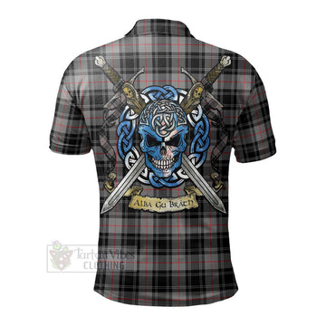 Moffat Tartan Polo Shirt with Family Crest Celtic Skull Style