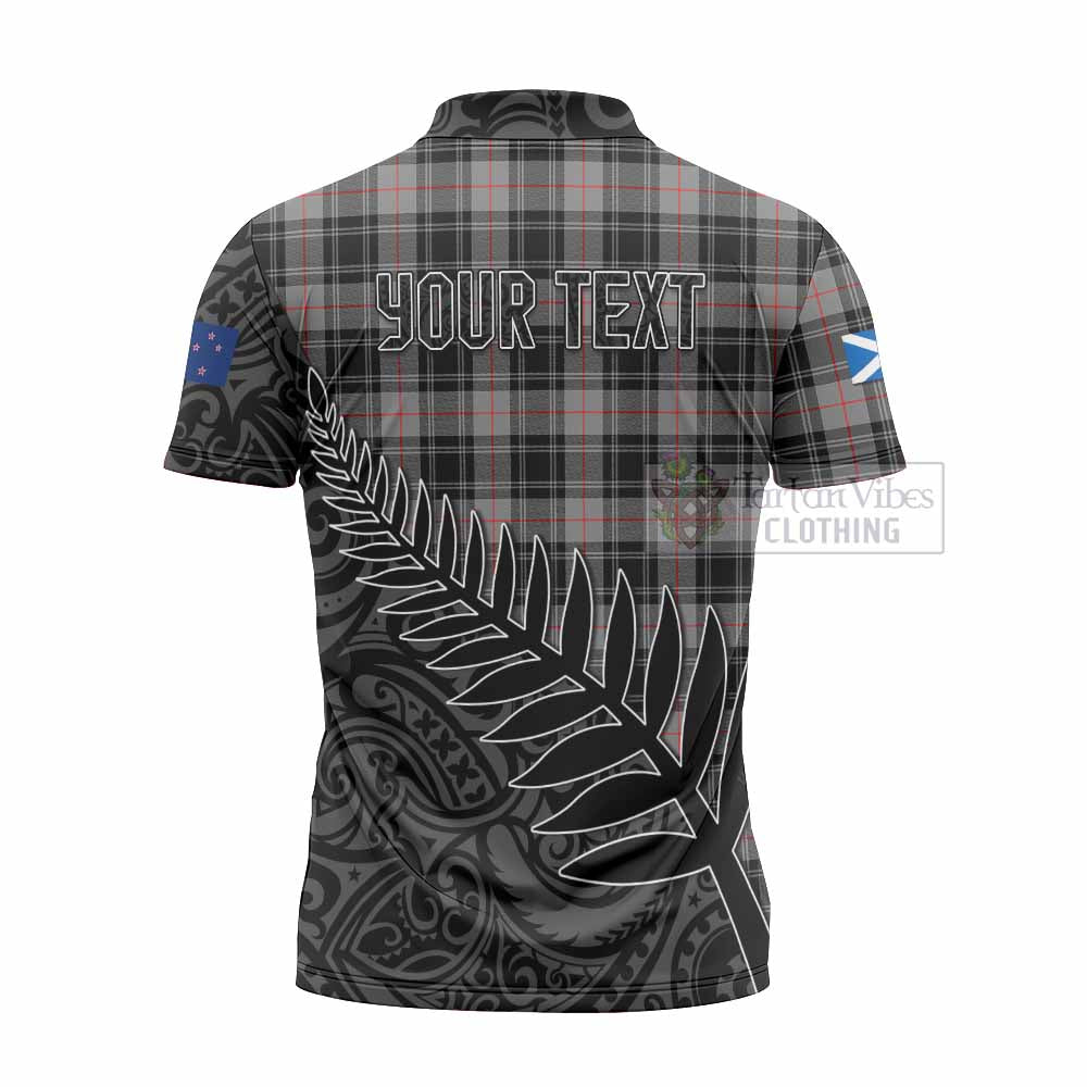 Tartan Vibes Clothing Moffat Crest Tartan Zipper Polo Shirt with New Zealand Silver Fern Half Style