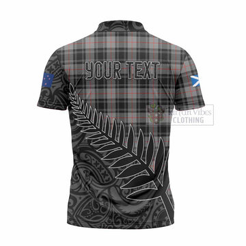 Moffat Crest Tartan Zipper Polo Shirt with New Zealand Silver Fern Half Style