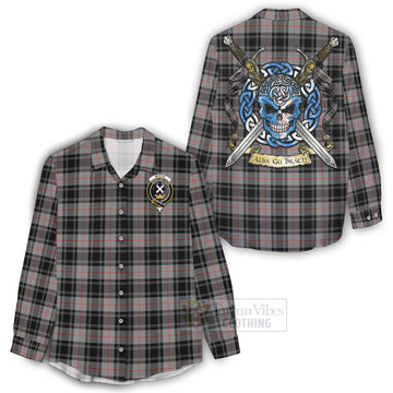 Moffat Tartan Women's Casual Shirt with Family Crest Celtic Skull Style