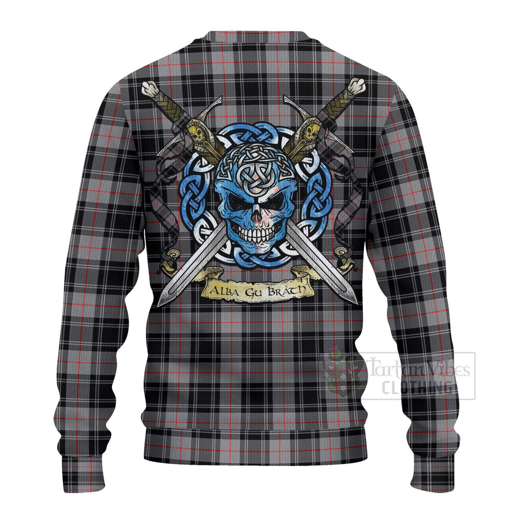 Moffat Tartan Ugly Sweater with Family Crest Celtic Skull Style - Tartan Vibes Clothing