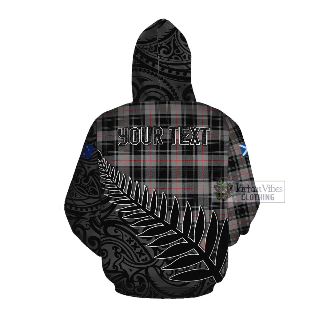 Tartan Vibes Clothing Moffat Crest Tartan Cotton Hoodie with New Zealand Silver Fern Half Style