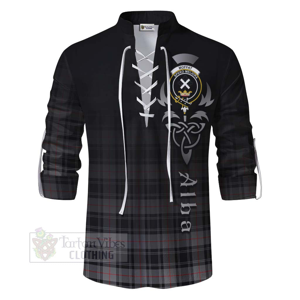 Tartan Vibes Clothing Moffat Tartan Ghillie Kilt Shirt Featuring Alba Gu Brath Family Crest Celtic Inspired