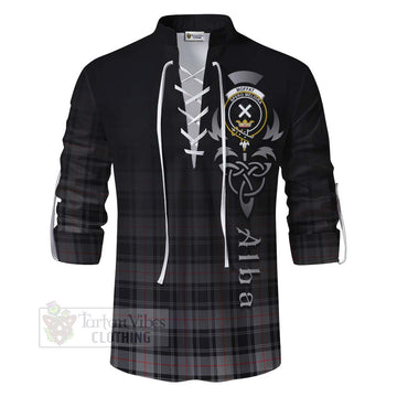 Moffat Tartan Ghillie Kilt Shirt Featuring Alba Gu Brath Family Crest Celtic Inspired