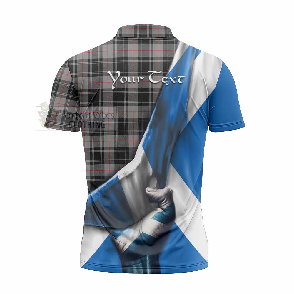 Tartan Vibes Clothing Moffat Tartan Zipper Polo Shirt with Family Crest Scotland Patriotic Style