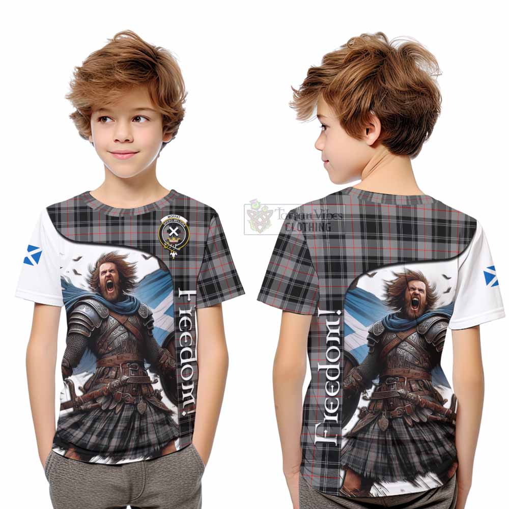 Tartan Vibes Clothing Moffat Crest Tartan Kid T-Shirt Inspired by the Freedom of Scottish Warrior