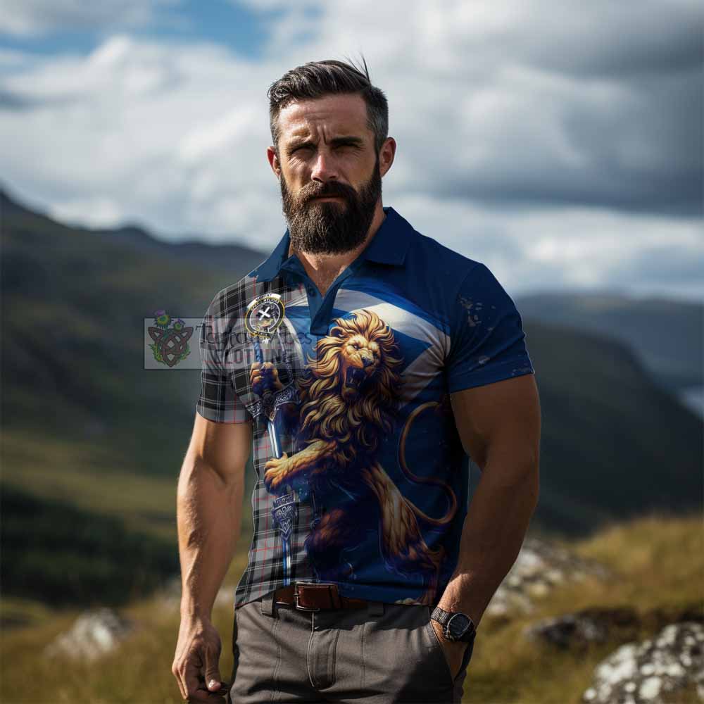 Tartan Vibes Clothing Moffat Tartan Family Crest Men's Polo Shirt with Scottish Majestic Lion